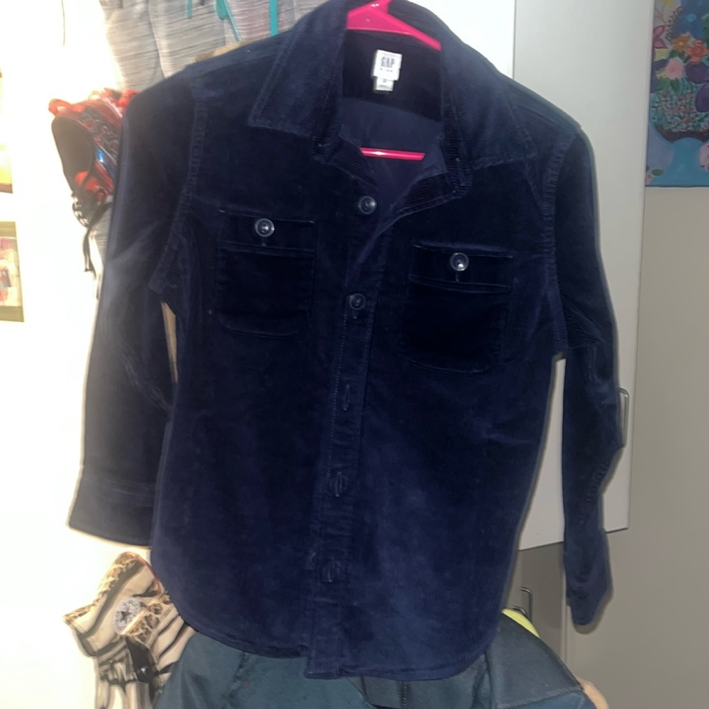 NWOT Boys navy blue cord button down…really nice winter time shirt